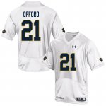 Notre Dame Fighting Irish Men's Caleb Offord #21 White Under Armour Authentic Stitched College NCAA Football Jersey MSI3399SM